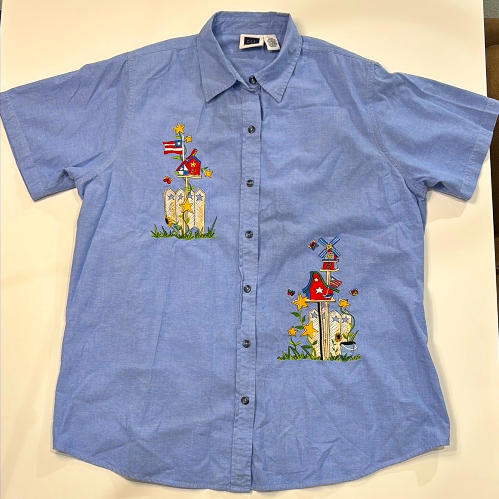 Blue Embroidered Women’s Shirt C.S.T. 18w